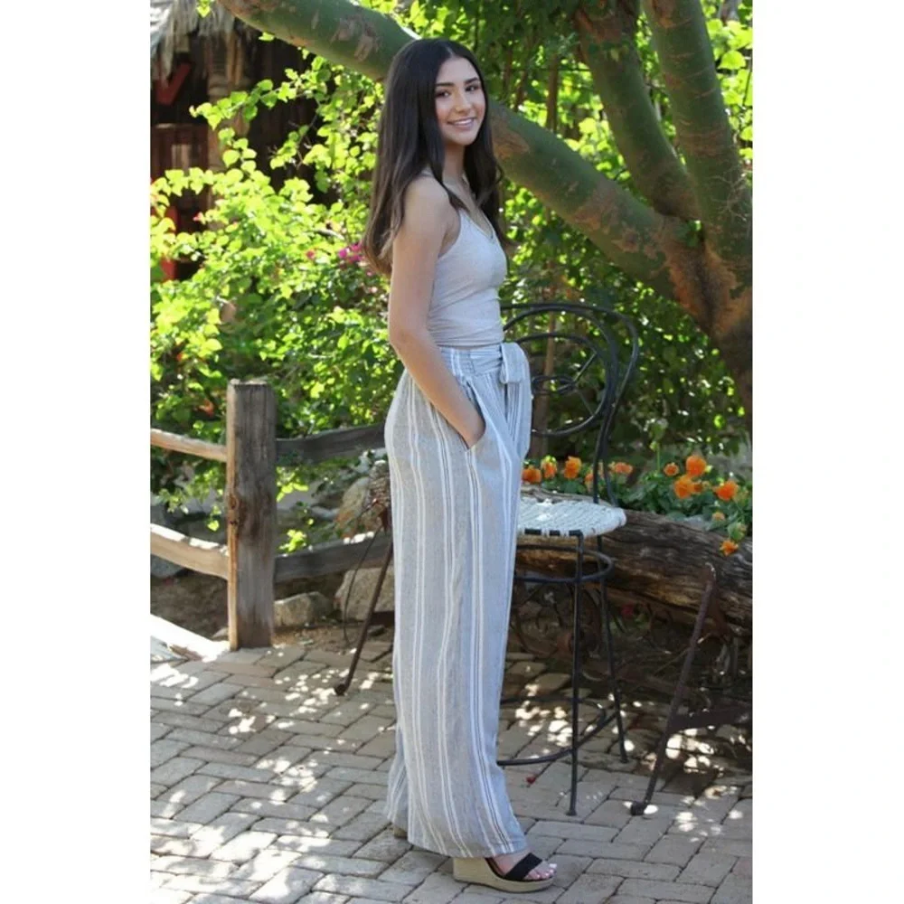 Tie Waist Wide Leg Pants